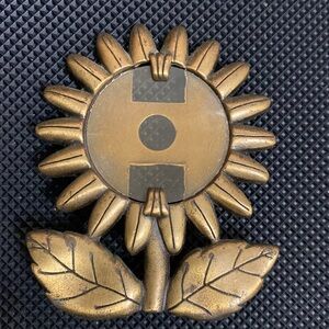 Vintage AMC Miniature Brass Sunflower Picture Frame 1 1/4x 1 1/4